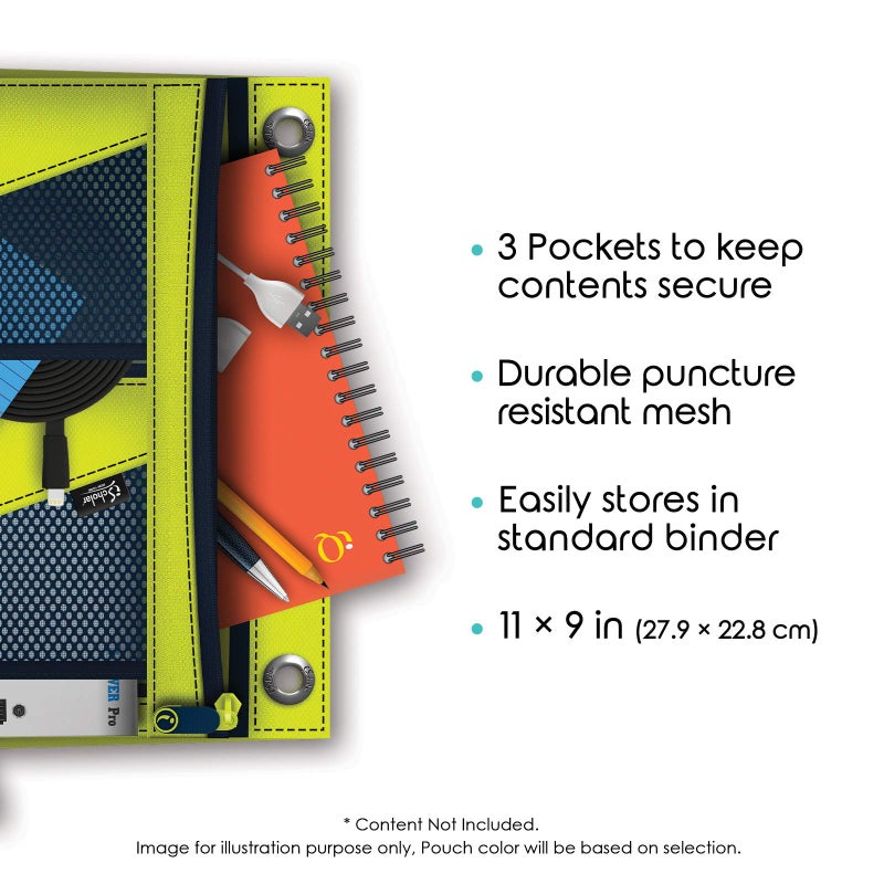 iScholar iQ+ Jumbo Expandable Pencil Pouch, 3 Pockets, Orange (55035-OR) - Image 3